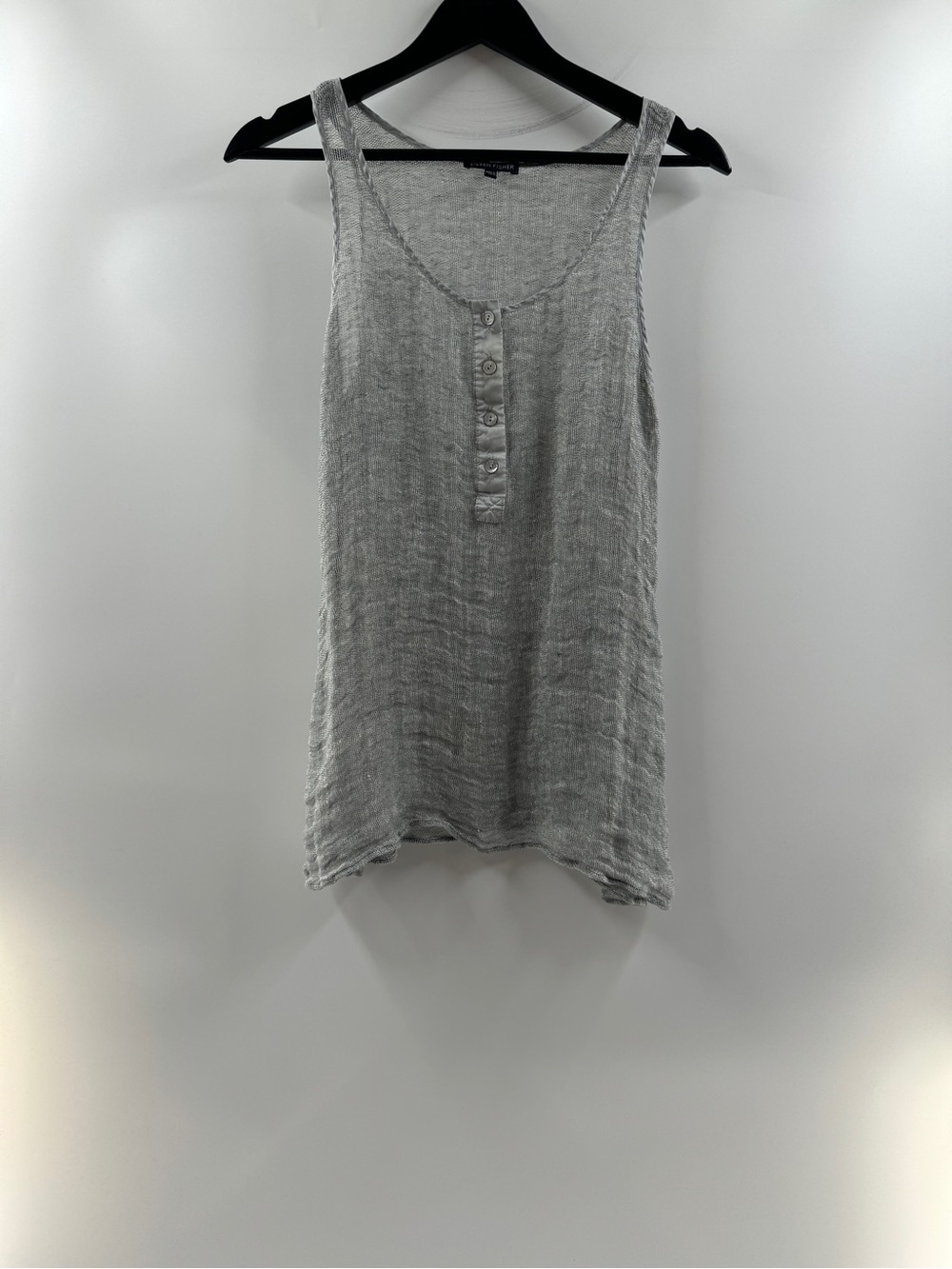 Eileen Fisher Woven Linen Mesh Henley Tank Tunic – Women's Medium